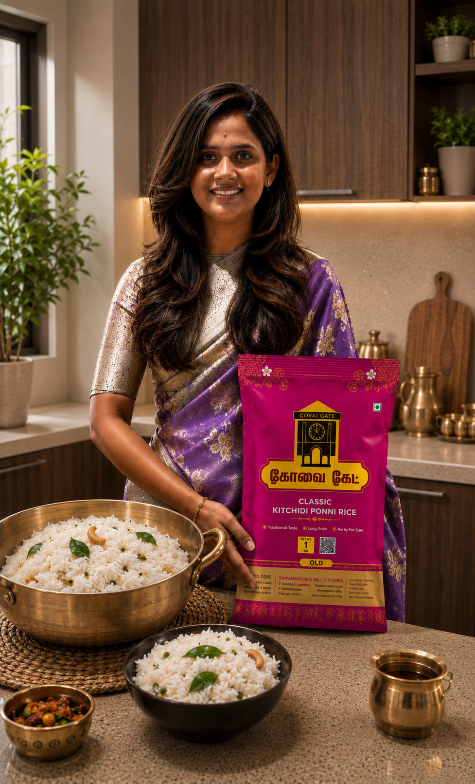 Covai Gate Classic Kitchidi Ponni Rice – 1 Kg | Soft, Fluffy & Delicious 🌾✨