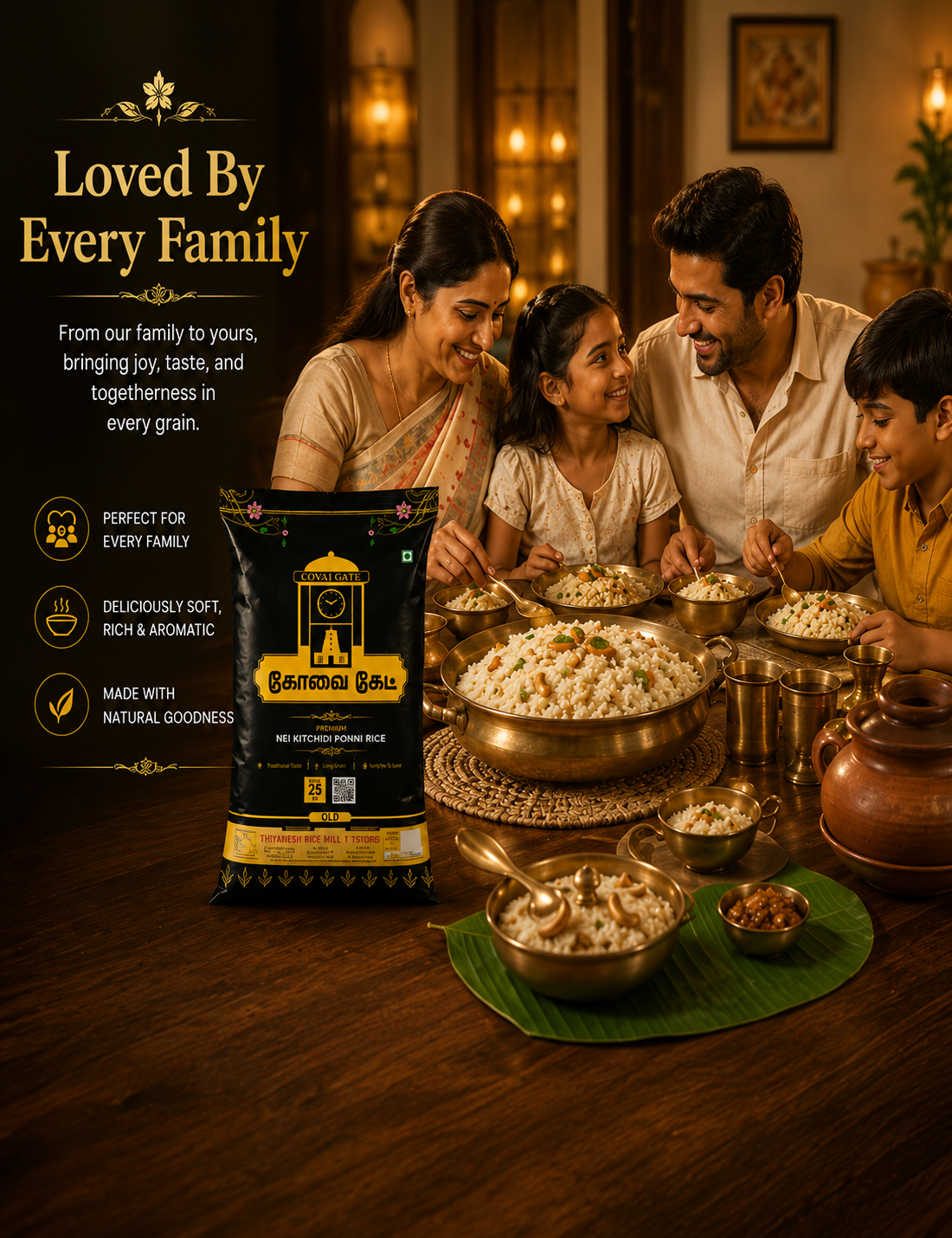 Covai Gate Old Premium Nei Kichadi Ponni Rice | Traditional South Indian Rice