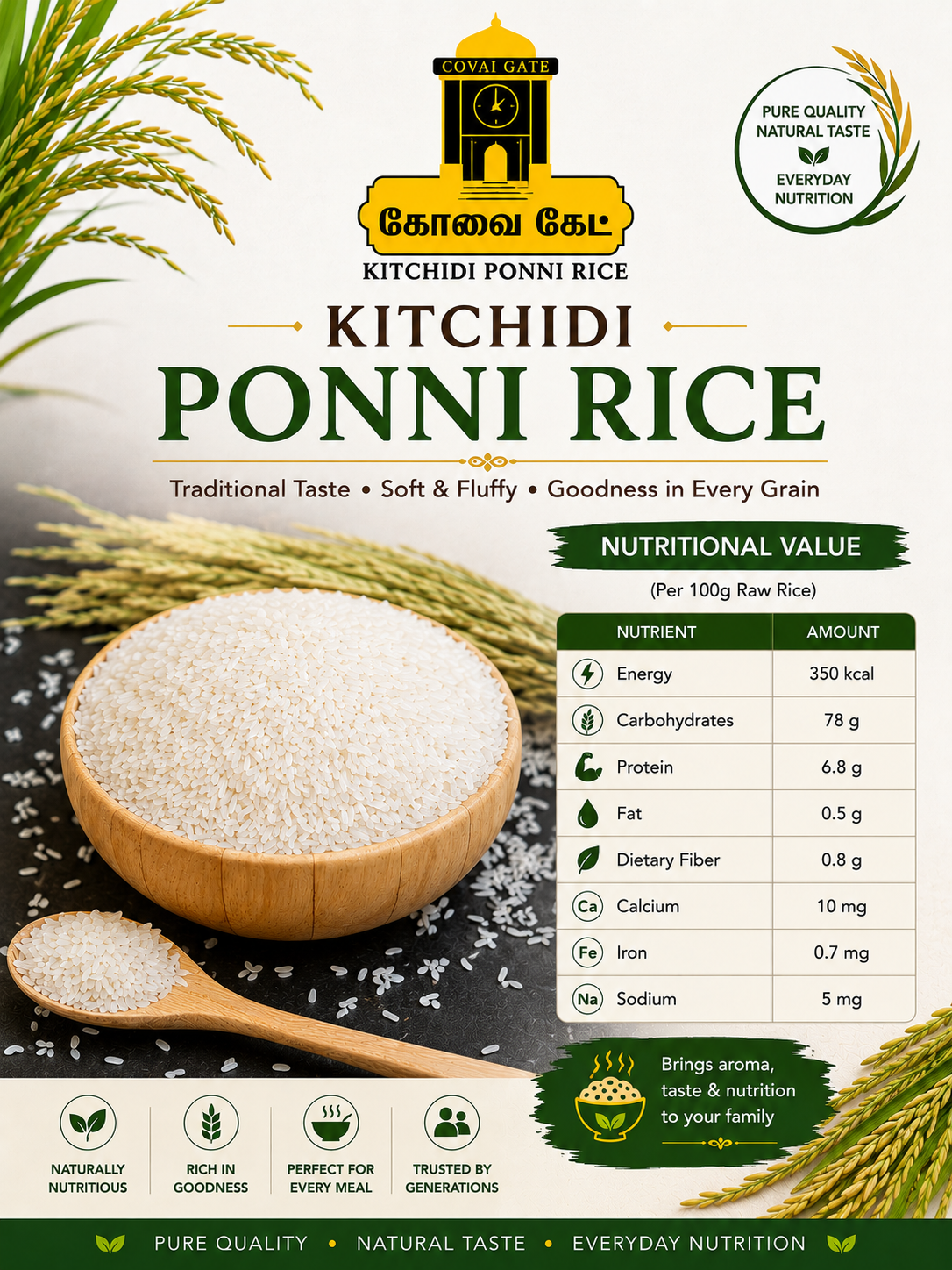 Covai Gate Classic Ponni Rice – Everyday Family Pack (5 Kg)