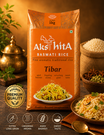 Akshita Tibar Basmati Rice 1kg – Premium Aroma & Long Grain