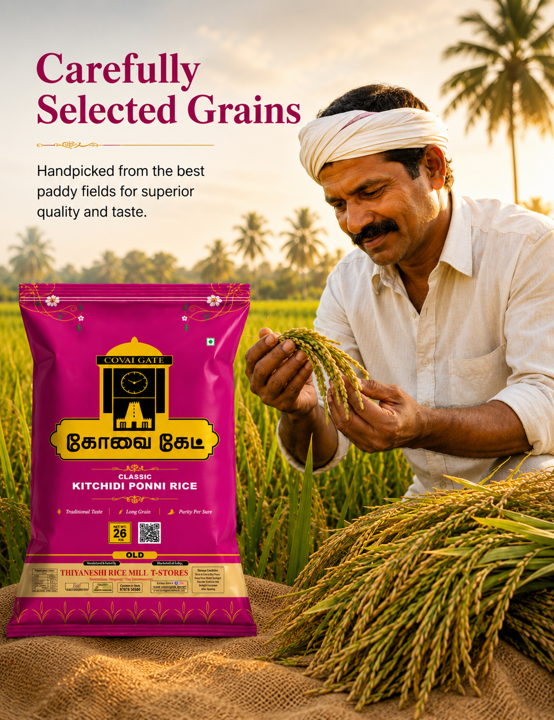 Covai Gate Classic Kichadi Ponni Rice – Long Grain & Naturally Aromatic